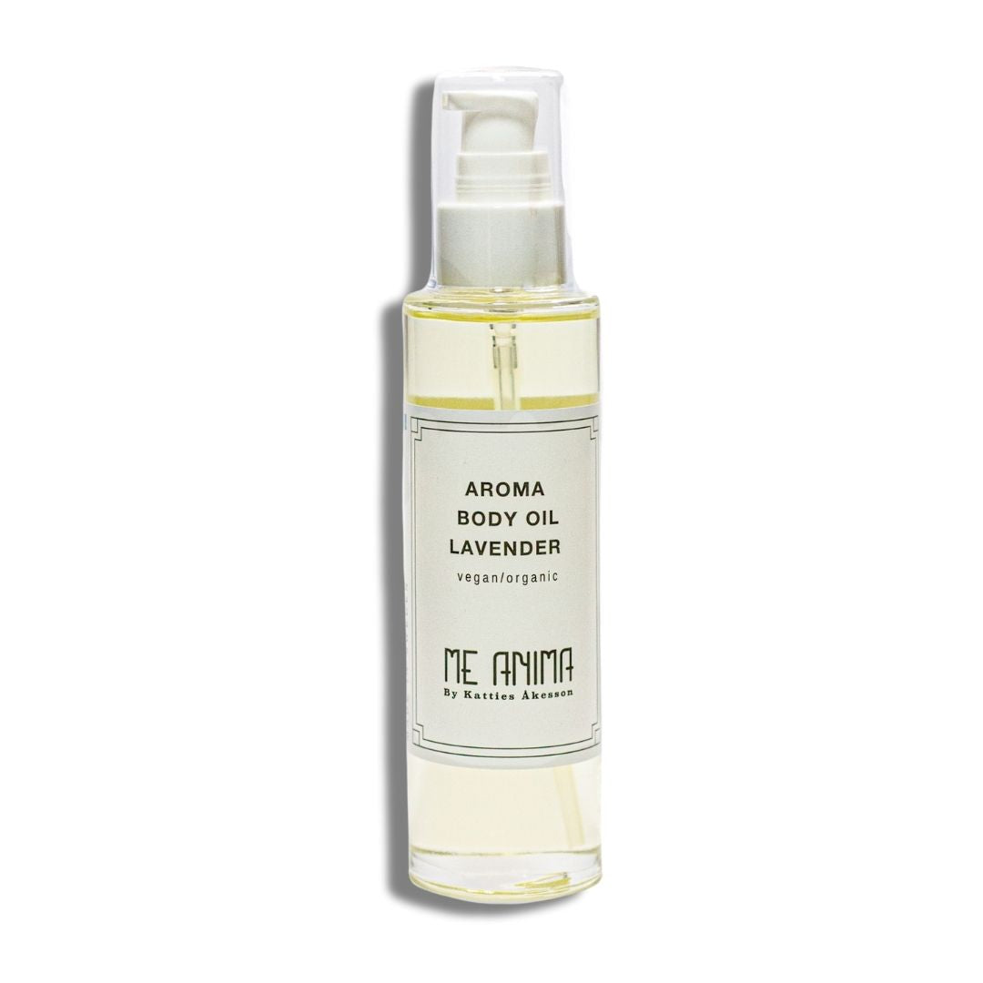 Me Anima Aroma Body Oil Lavender – en lugnande kroppsolja med naturlig lavendel som återfuktar huden och ger en avslappnande doftupplevelse. Vegansk och ekologisk formula.