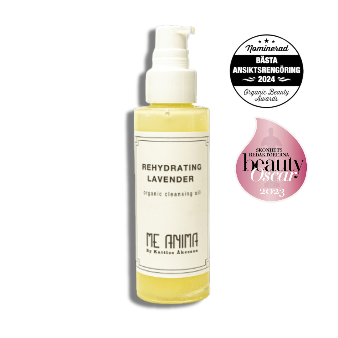Me Anima Rehydrating Lavender Cleansing Oil – ekologisk rengöringsolja som vann Beauty Oscar 2023 och nominerades till Bästa Ansiktsrengöring 2024 i Organic Beauty Awards.